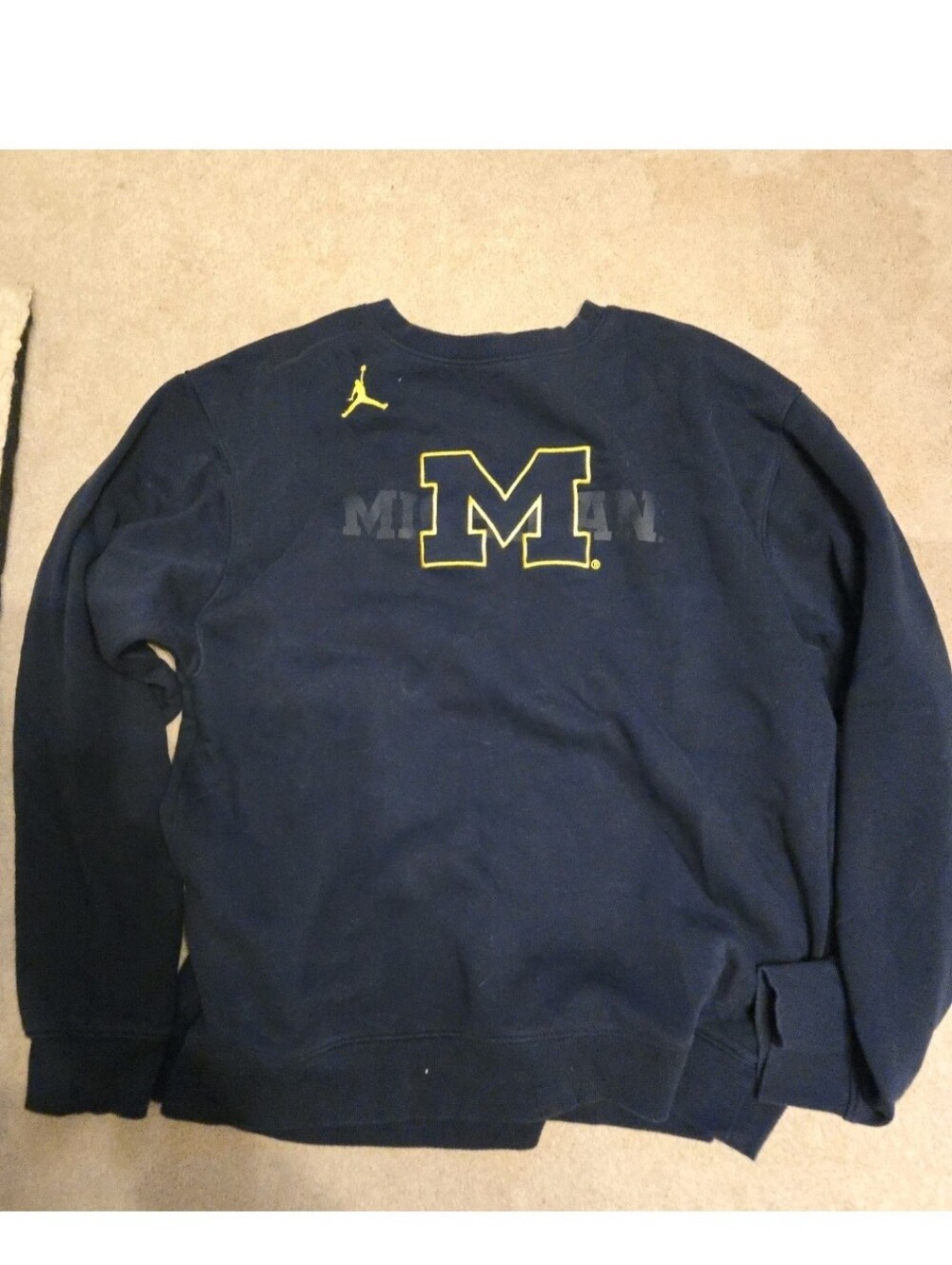 Nike Jordan Men's Michigan Navy Crew Neck Sweatshirt Size L